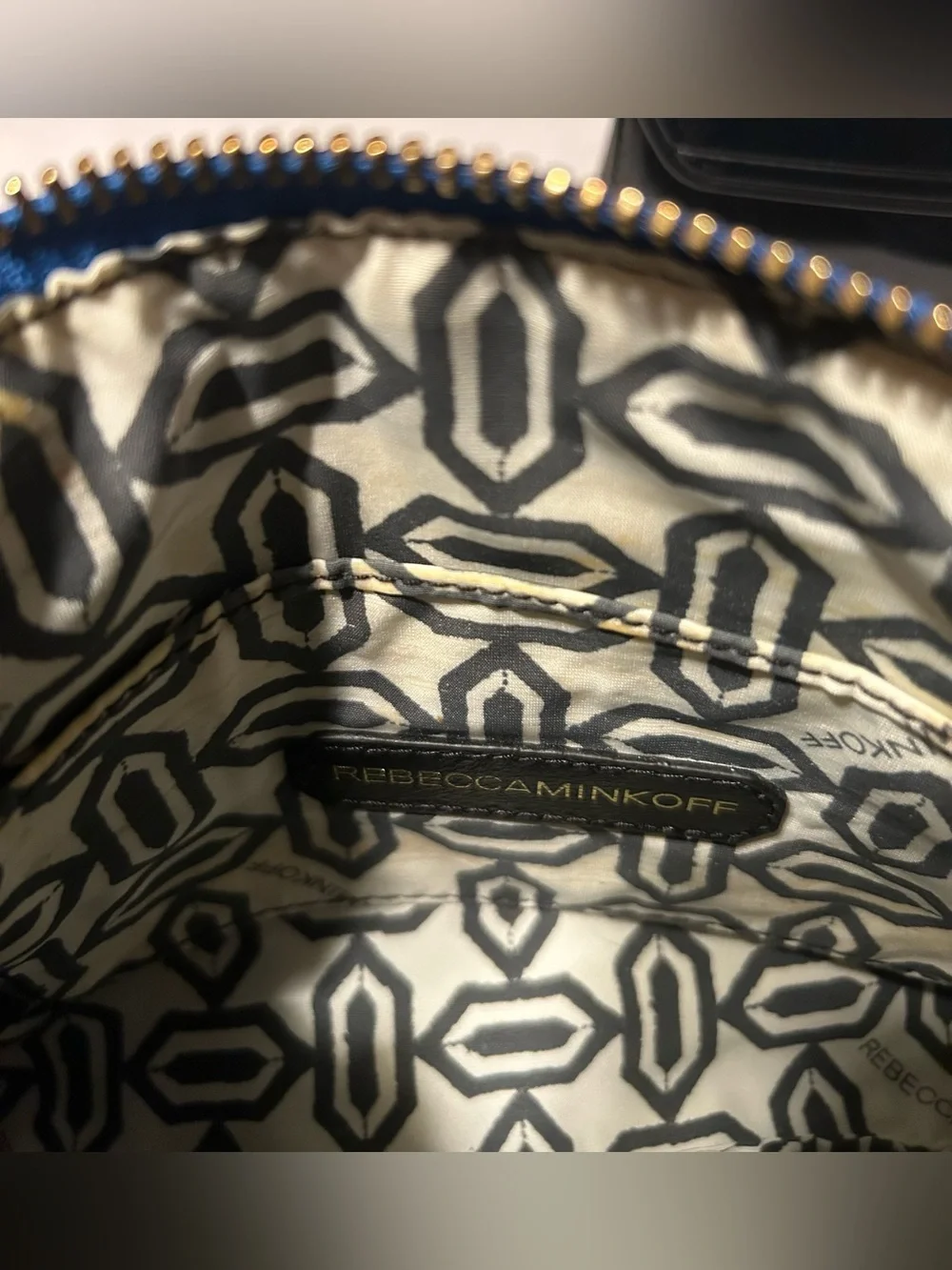 Rebecca Minkoff Blue Leather Crossbody Bag with Gold Hardware
